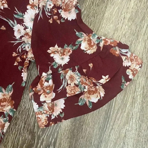 Womens Urban Romantics Red Floral Blouse - M - Picture 4 of 9